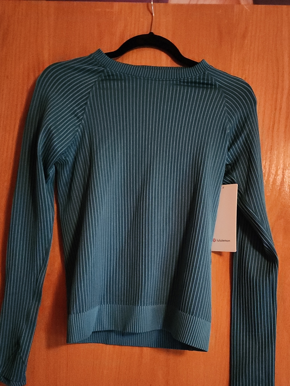 Lululemon athletica Teal and Navy Ribbed Scoop Crew Sweater